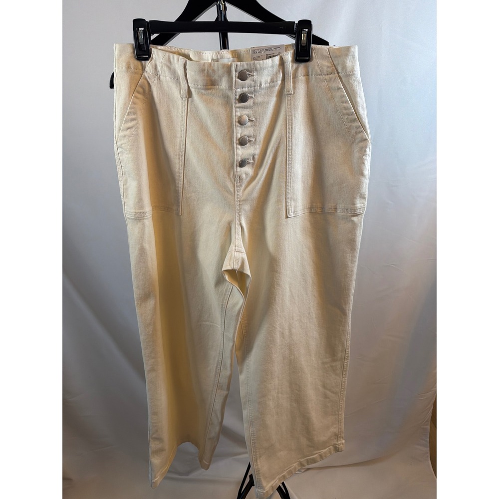 Sonoma Goods For Life Womens High Rise Wide Leg Pants Ecru Cream Button Fly 18